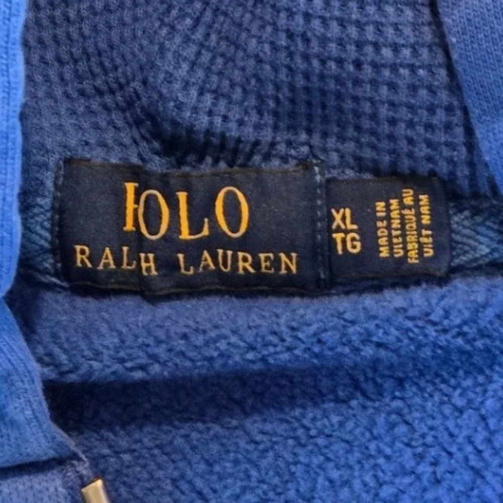 Polo Ralph Lauren Full Zip Hoodie Mens XL Blue Embroidered Pony Waffle Hood